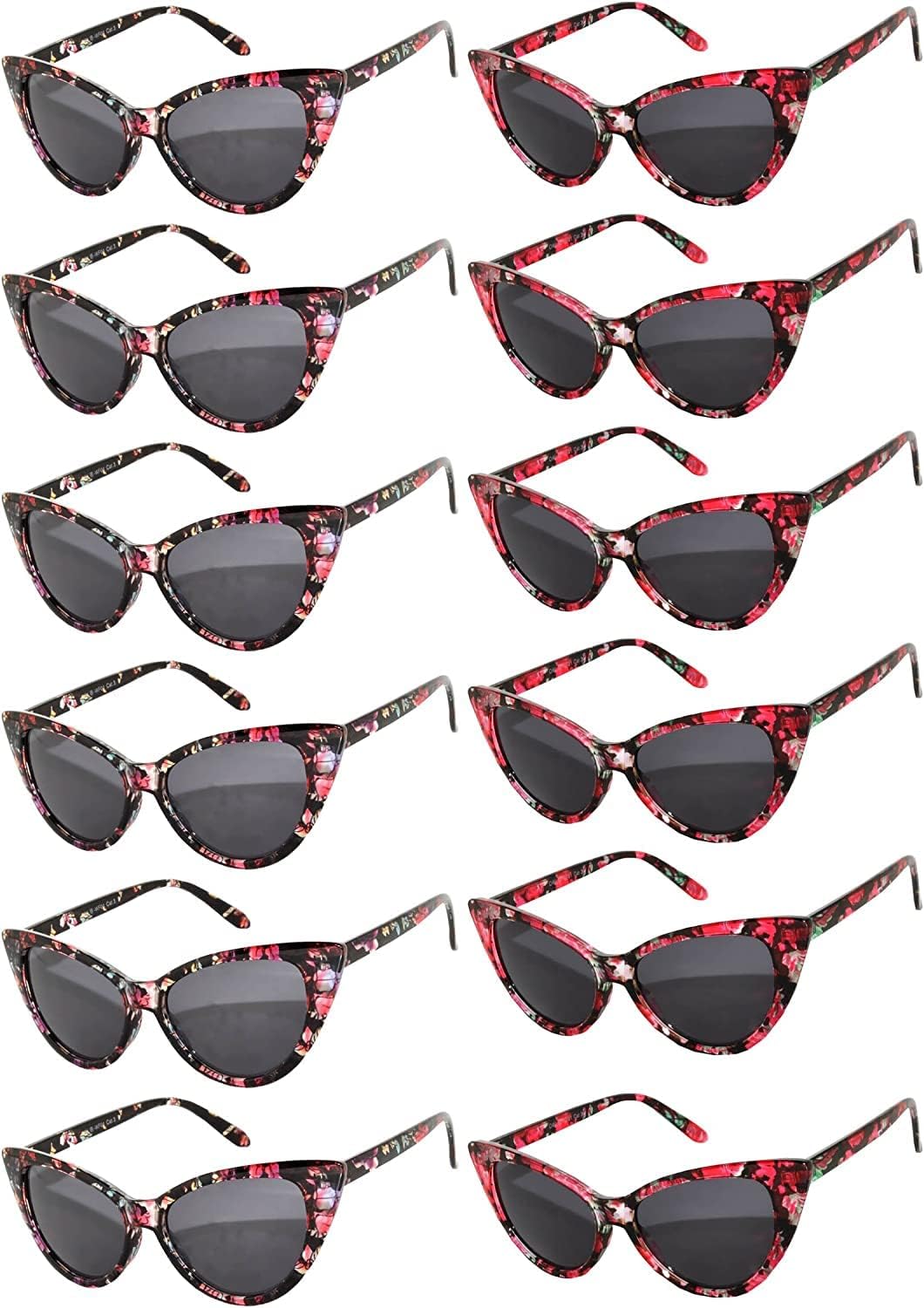 OWL Набор из 12 солнцезащитных очков «кошачий глаз» для женщин – защита от ультрафиолета UV400, ретро-винтажные очки, разные цвета и узоры, Smoke Lens / Floral Black & Red
OWL Набор из 12 солнцезащитных очков «кошачий глаз» для женщин – защита от ультрафиолета UV400, ретро-винтажные очки, разные цвета и узоры, Smoke Lens / Floral Black & Red