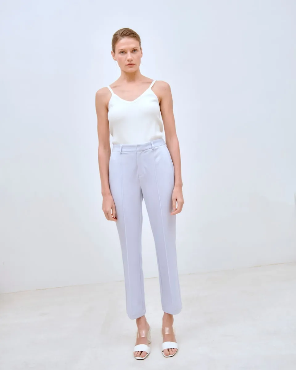 Женские укороченные трикотажные брюки с французским карманом Lasserre, белый 
Женские укороченные трикотажные брюки с французским карманом Lasserre, белый