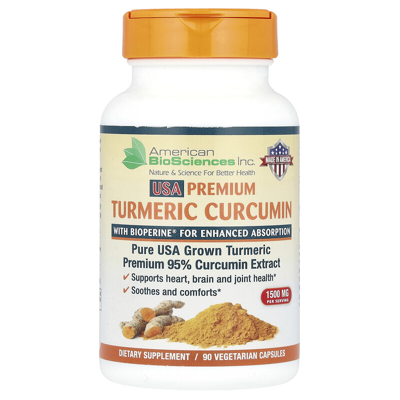 American Biosciences, USA Premium Turmeric Curcumin, 1,500 mg, 90 Vegetarian Capsules (500 mg per Capsule)
American Biosciences, USA Premium Turmeric Curcumin, 1,500 mg, 90 Vegetarian Capsules (500 mg per Capsule)