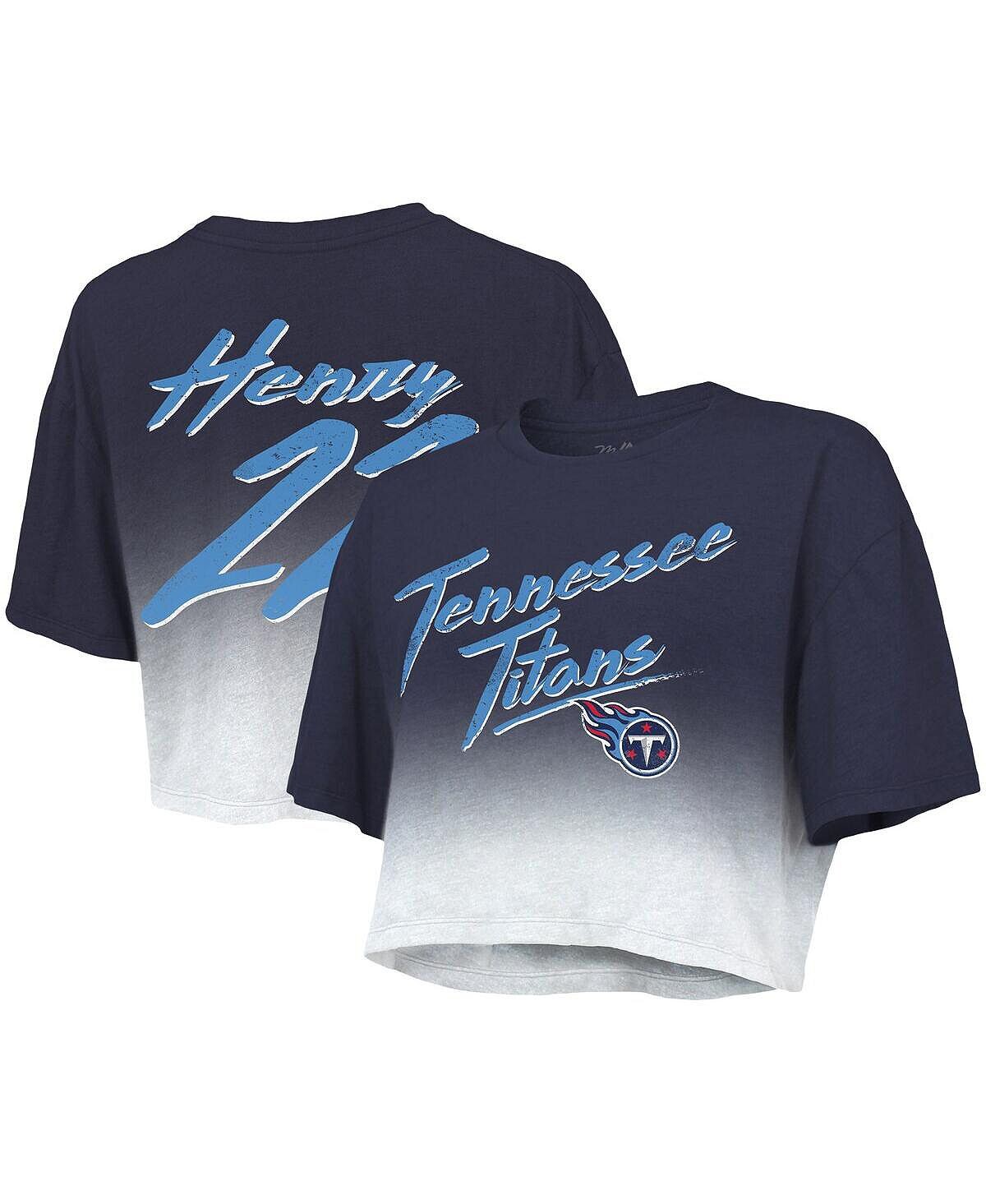 Женские нитки Derrick Henry Navy, White Tennessee Titans Drip-Dye, имя и номер игрока, укороченная футболка Tri-Blend Majestic 
Женские нитки Derrick Henry Navy, White Tennessee Titans Drip-Dye, имя и номер игрока, укороченная футболка Tri-Blend Majestic