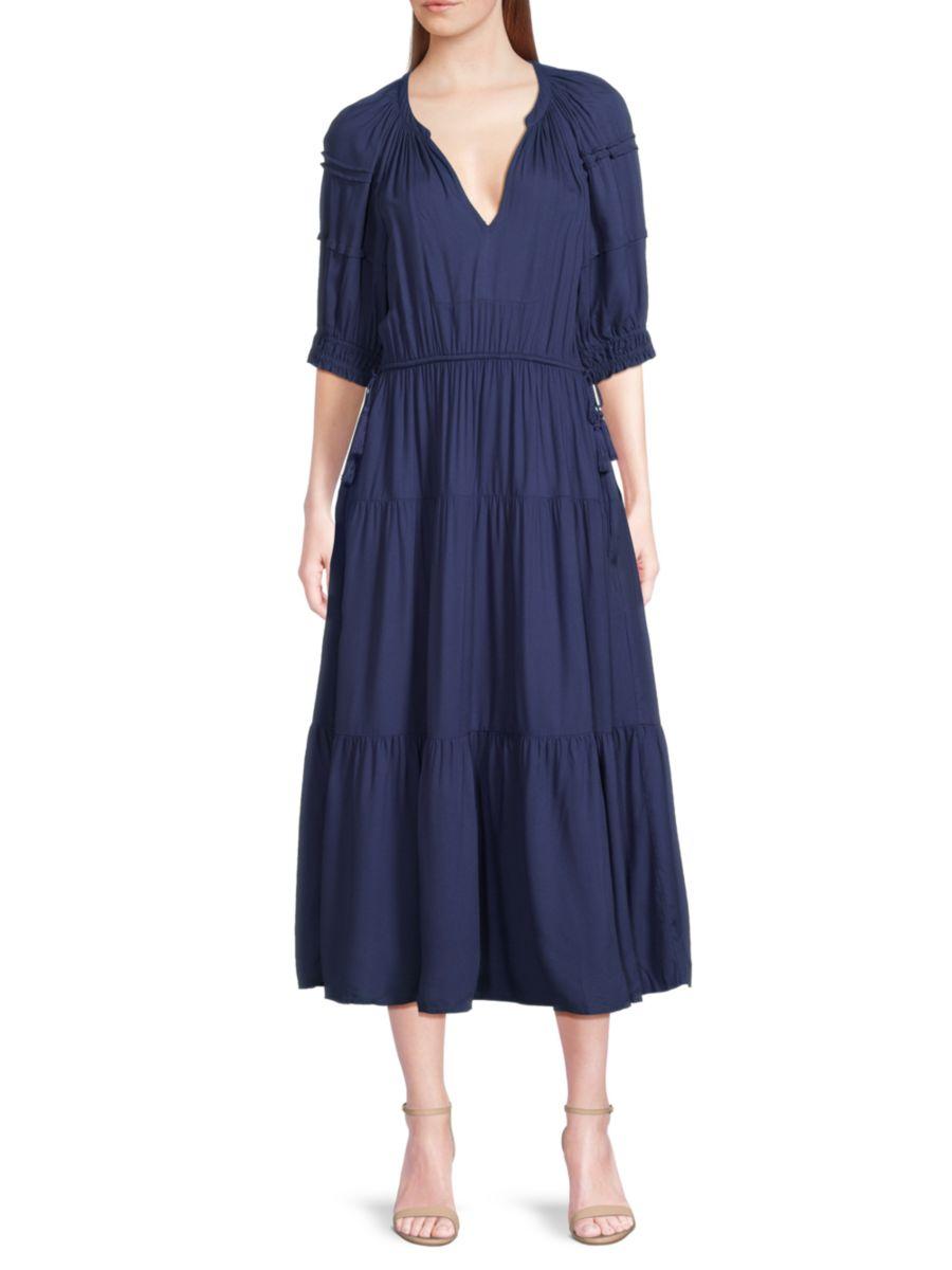 Платье миди с завязками по бокам и ярусами Area Stars, темно-синий
Платье миди с завязками по бокам и ярусами Area Stars, темно-синий