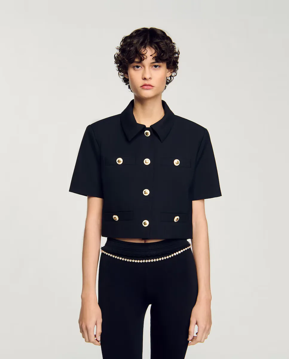 Женская куртка с короткими рукавами и воротником-стойкой Sandro, черный
Женская куртка с короткими рукавами и воротником-стойкой Sandro, черный