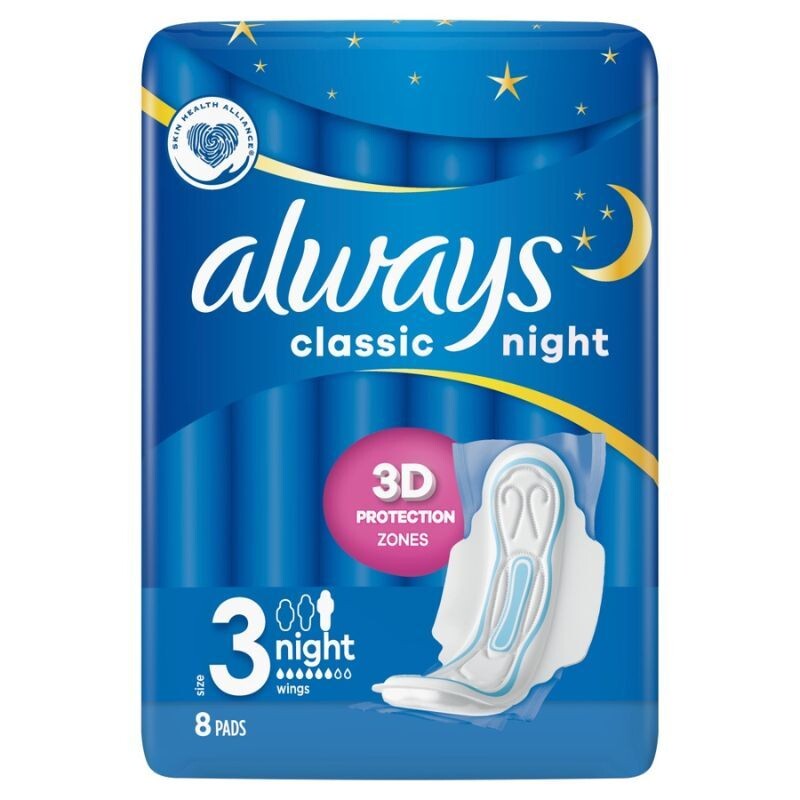 Always Classic Night гигиенические салфетки, 8 шт.
Always Classic Night гигиенические салфетки, 8 шт.