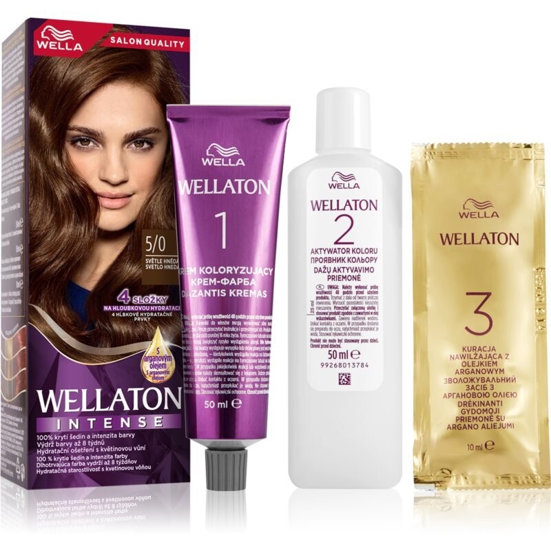 Wella Wellaton Интенсивная перманентная краска для волос с маслом арганы оттенок 5/0 Светло-коричневый 1 шт Inna Marka
Wella Wellaton Интенсивная перманентная краска для волос с маслом арганы оттенок 5/0 Светло-коричневый 1 шт Inna Marka