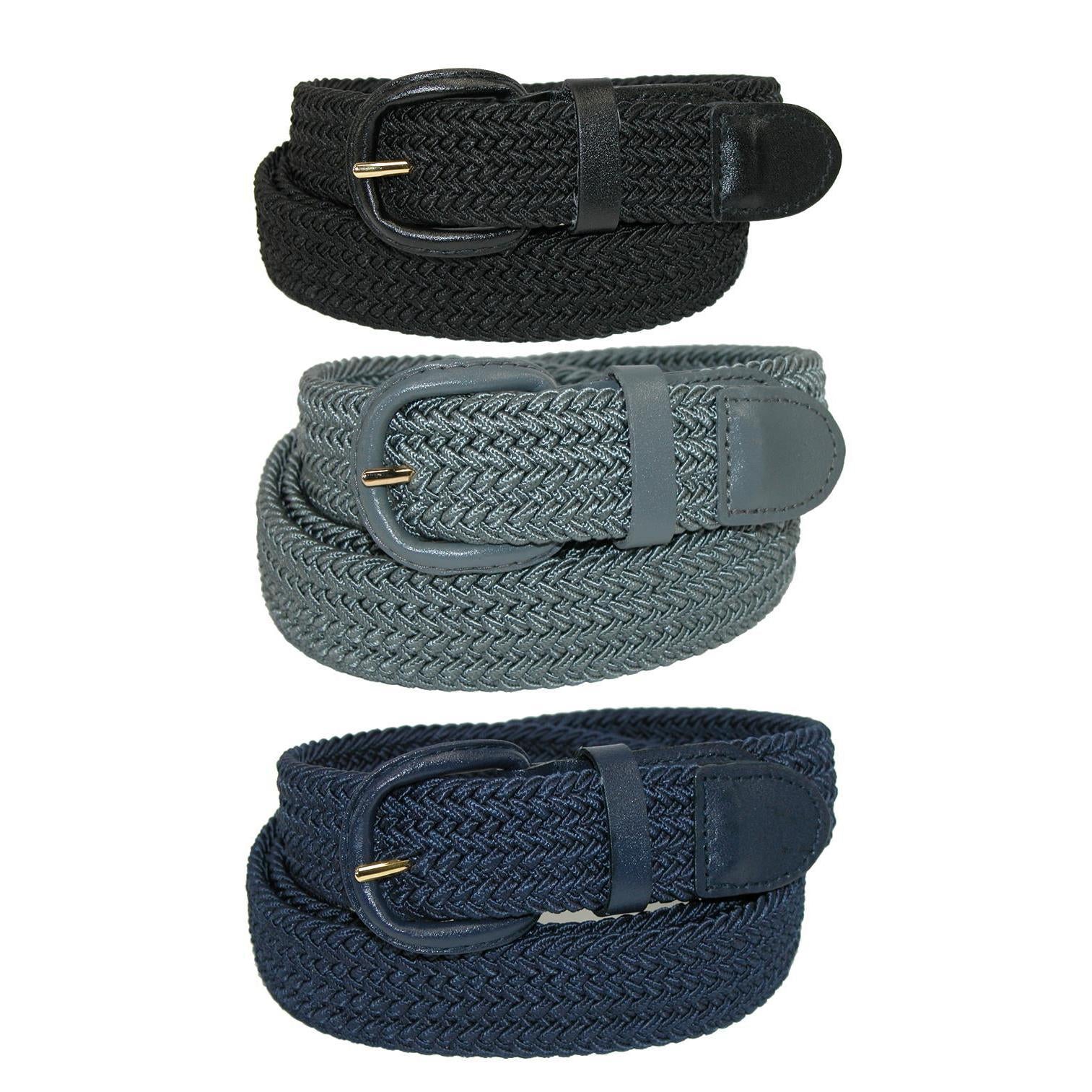 Мужской эластичный плетеный ремень (упаковка из 3 цветов) CTM, черный/серый/темно-синий
Мужской эластичный плетеный ремень (упаковка из 3 цветов) CTM, черный/серый/темно-синий