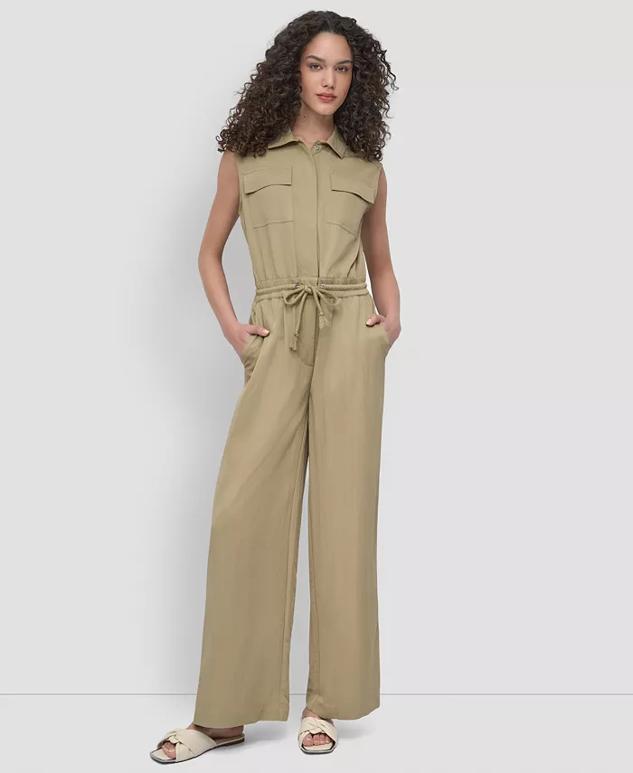 Женский комбинезон на пуговицах с завязками на талии из твила DKNY, зеленый
Женский комбинезон на пуговицах с завязками на талии из твила DKNY, зеленый