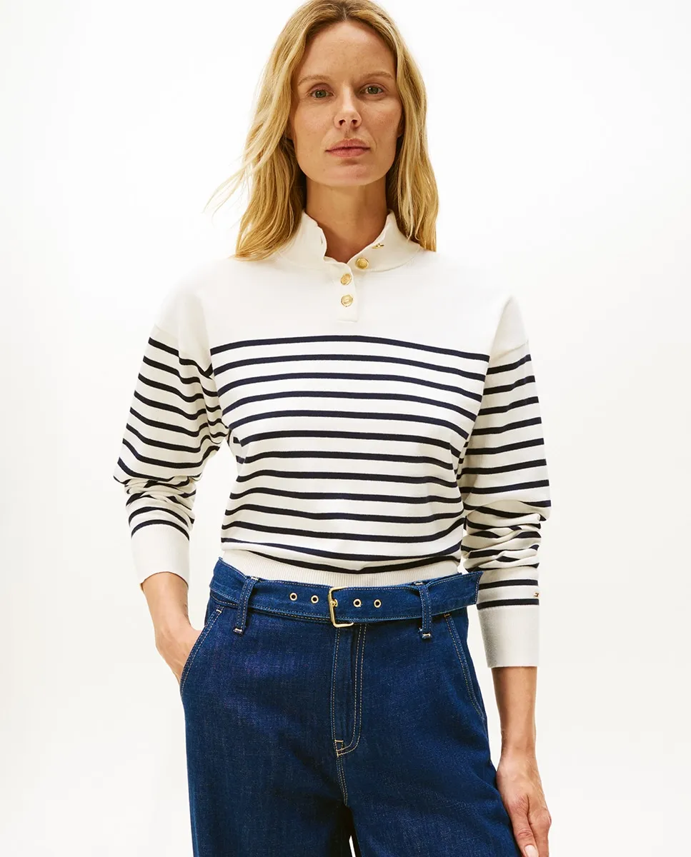 Женский полосатый свитер с высоким воротником на пуговицах Tommy Hilfiger, белый
Женский полосатый свитер с высоким воротником на пуговицах Tommy Hilfiger, белый
