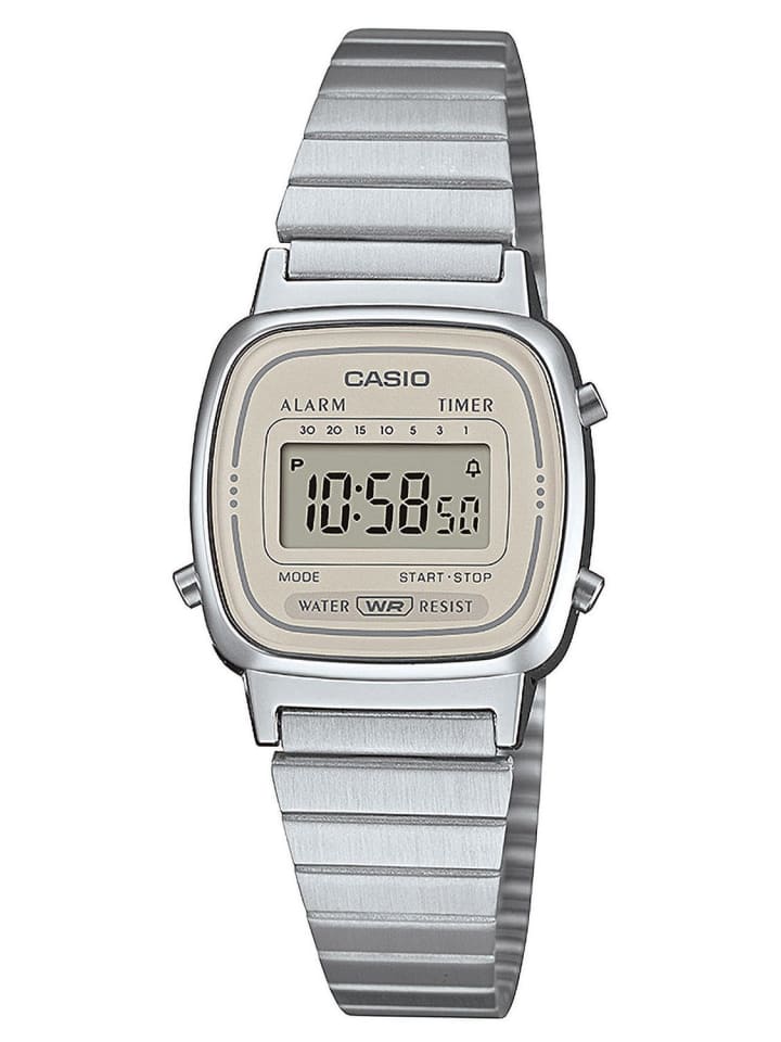 Casio Винтажные миниатюрные женские цифровые часы, серебристый/светло-бежевый
Casio Винтажные миниатюрные женские цифровые часы, серебристый/светло-бежевый
