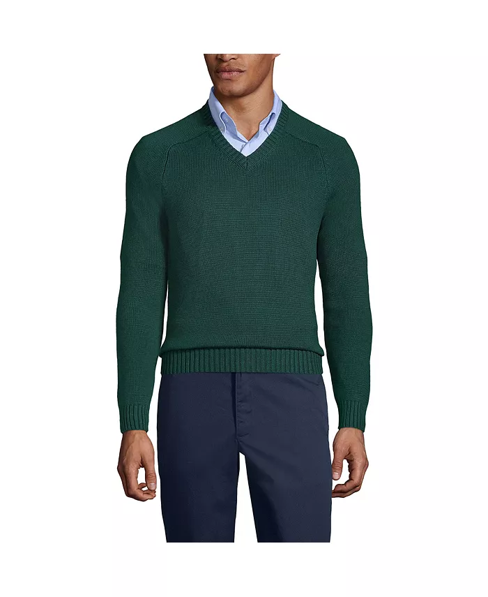 Мужской V-образный свитер из хлопка и модала Lands' End, зеленый
Мужской V-образный свитер из хлопка и модала Lands' End, зеленый