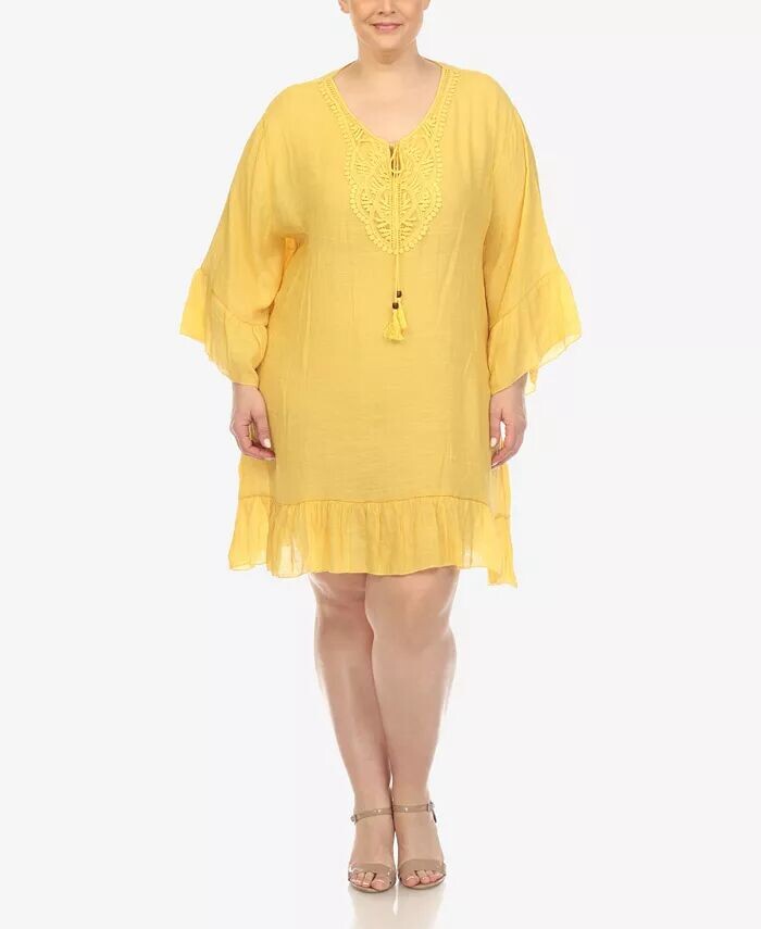 Плюс размер Прозрачное платье длиной до колена с вышивкой White Mark, желтый
Плюс размер Прозрачное платье длиной до колена с вышивкой White Mark, желтый