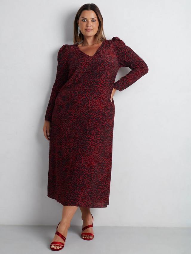 Изогнутое платье миди с леопардовым принтом Live Unlimited, красный
Изогнутое платье миди с леопардовым принтом Live Unlimited, красный