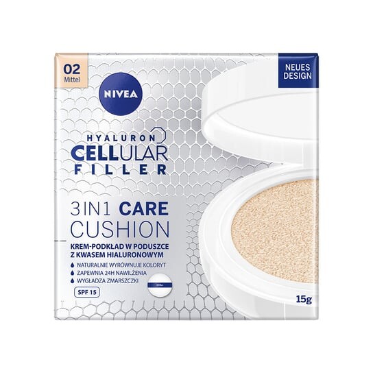 Питательный крем-основа в подушечке SPF15 02 Medium 15г Nivea, Hyaluron Cellular Filler 3in1 Care Cushion
Питательный крем-основа в подушечке SPF15 02 Medium 15г Nivea, Hyaluron Cellular Filler 3in1 Care Cushion