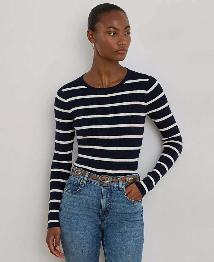 Женский полосатый свитер с круглым вырезом и ребристой вязкой Lauren Ralph Lauren, синий
Женский полосатый свитер с круглым вырезом и ребристой вязкой Lauren Ralph Lauren, синий