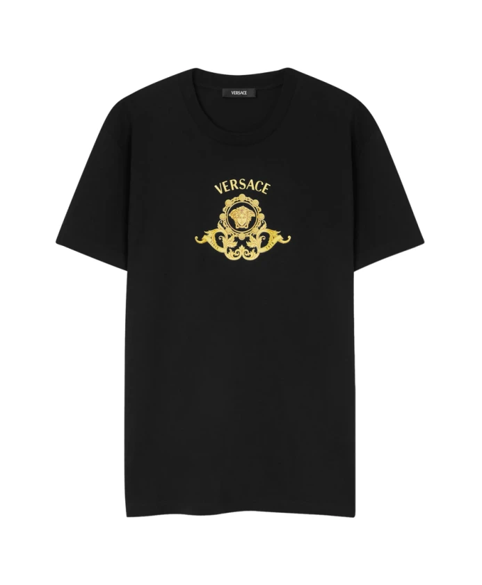 Облегающая футболка с принтом из хлопкового трикотажа. Versace, черный
Облегающая футболка с принтом из хлопкового трикотажа. Versace, черный