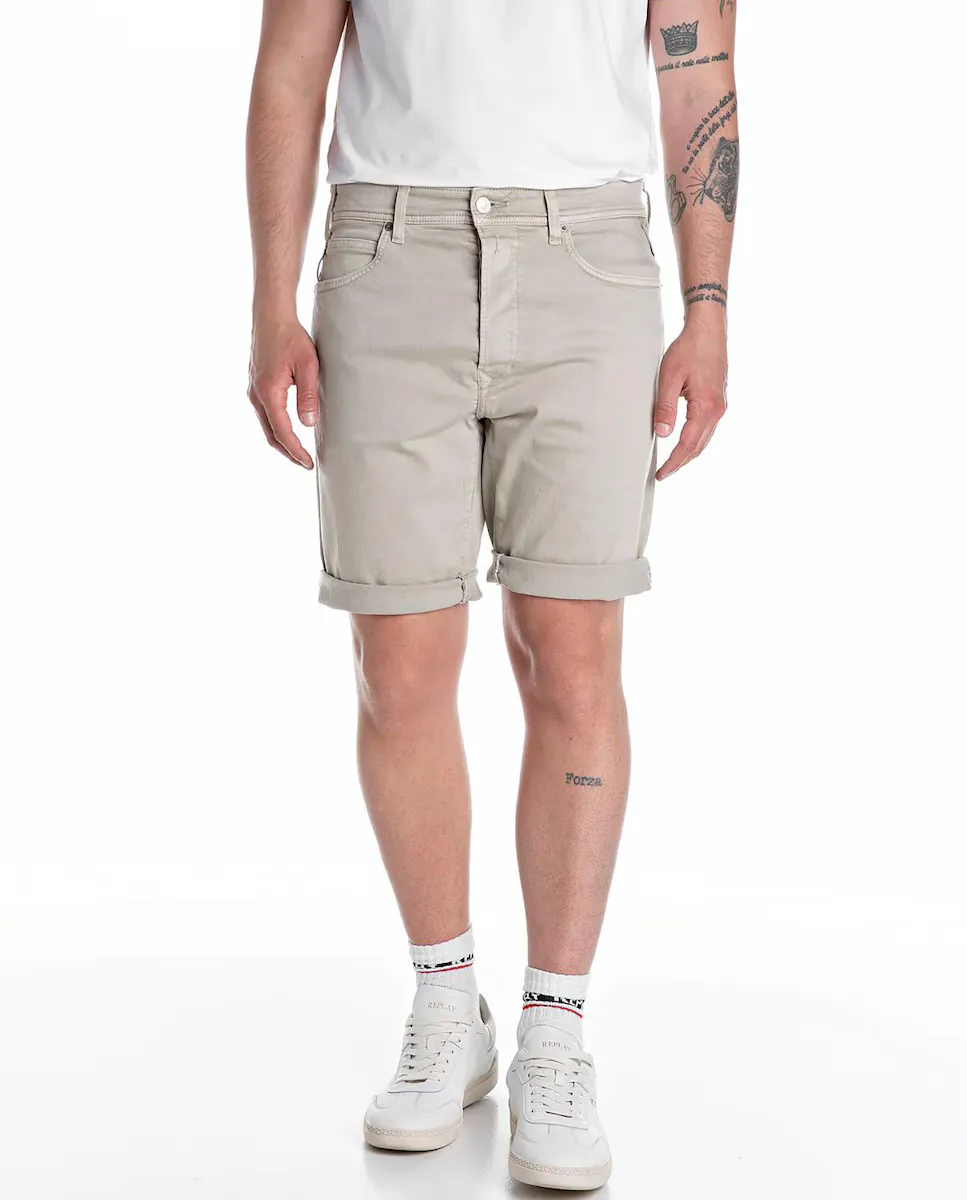 Мужские шорты-бермуды из хлопкового денима с пятью карманами Replay, натуральный
Мужские шорты-бермуды из хлопкового денима с пятью карманами Replay, натуральный