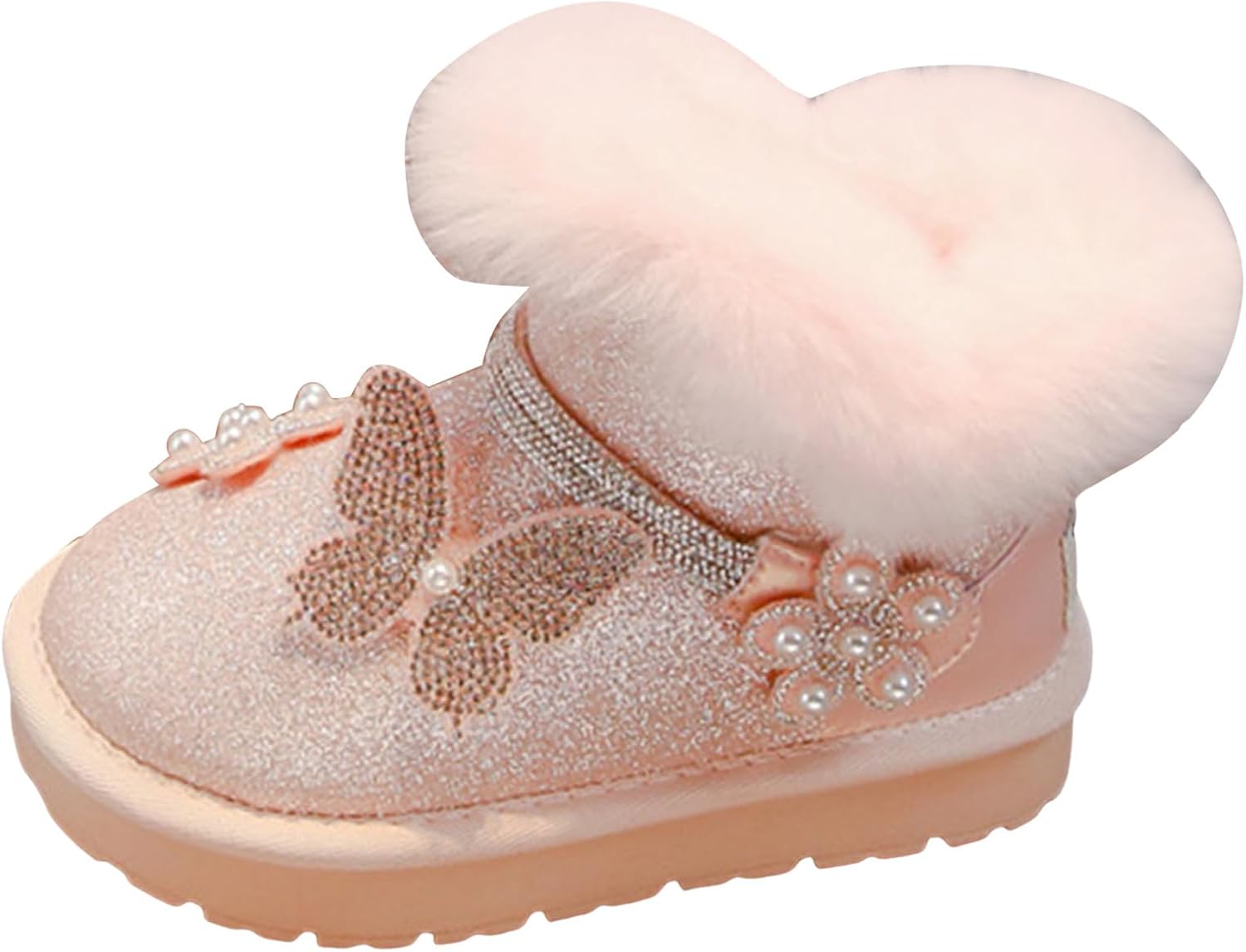 Детские пушистые ботинки с утолщенной теплой подкладкой, цветочным и бабочкиным узором, на голенище с мехом, украшенные жемчугом и стразами, удобные плюшевые теплые зимние ботиночки Generic, Pink
Детские пушистые ботинки с утолщенной теплой подкладкой, цветочным и бабочкиным узором, на голенище с мехом, украшенные жемчугом и стразами, удобные плюшевые теплые зимние ботиночки Generic, Pink