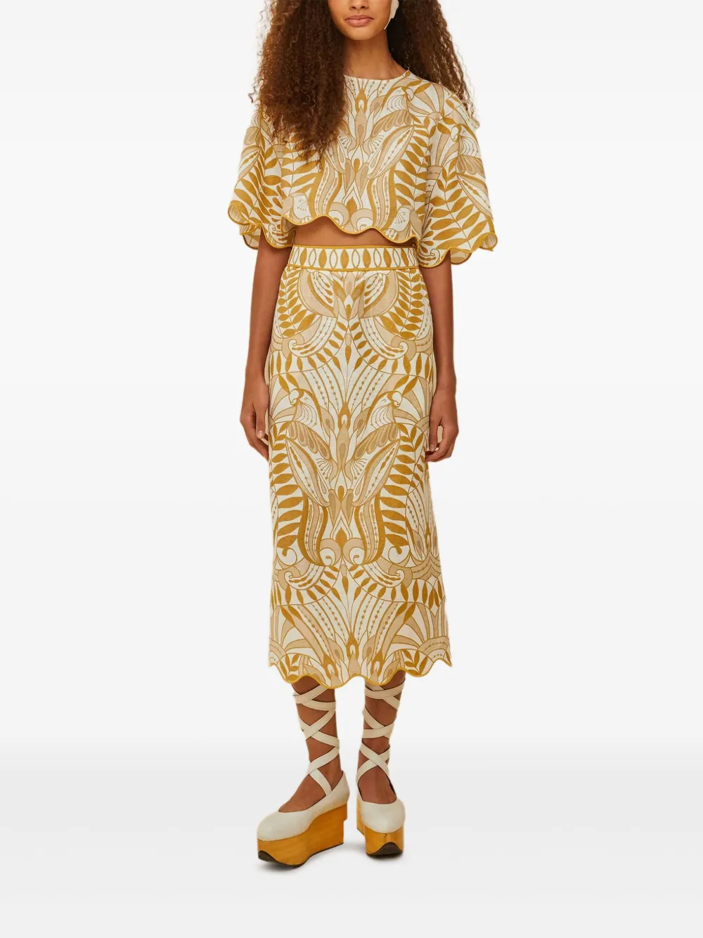 Блузка с фестончатым подолом и птичьим принтом FARM Rio, белый
Блузка с фестончатым подолом и птичьим принтом FARM Rio, белый