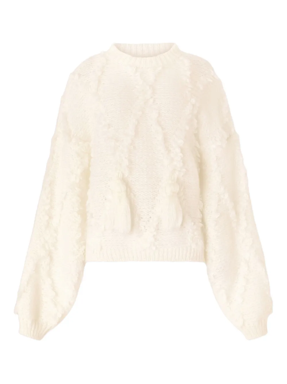 Фактурный свитер с помпонами Genny, белый
Фактурный свитер с помпонами Genny, белый