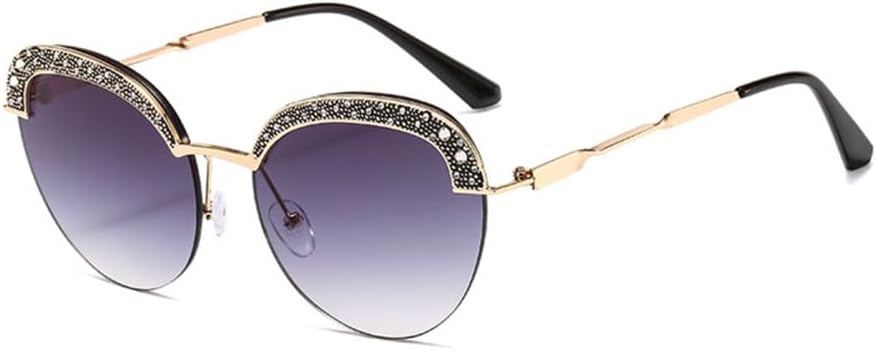Круглые солнцезащитные очки для женщин, полуободковая оправа из сплава с алмазной оправой, градиентными линзами, металлическими шарнирами, защитой от УФ-излучения UV400 MTZJH, C1
Круглые солнцезащитные очки для женщин, полуободковая оправа из сплава с алмазной оправой, градиентными линзами, металлическими шарнирами, защитой от УФ-излучения UV400 MTZJH, C1
