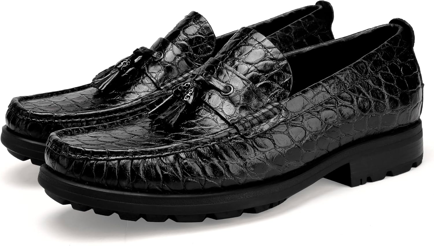 Мужские кожаные лоферы с кисточками, лоферы с тиснением под аллигатора, повседневные праздничные туфли с мягкой толстой подошвой, туфли на выпуск, слипоны для свадеб и деловых мероприятий Generic, черный
Мужские кожаные лоферы с кисточками, лоферы с тиснением под аллигатора, повседневные праздничные туфли с мягкой толстой подошвой, туфли на выпуск, слипоны для свадеб и деловых мероприятий Generic, черный