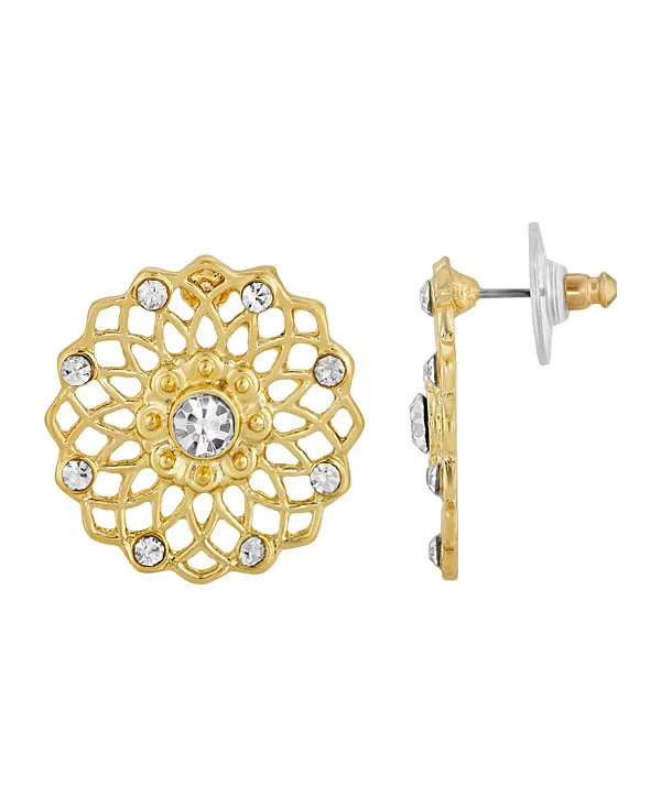 Крупные филигранные серьги-пуговицы с золотистыми кристаллами 2028, white
Крупные филигранные серьги-пуговицы с золотистыми кристаллами 2028, white