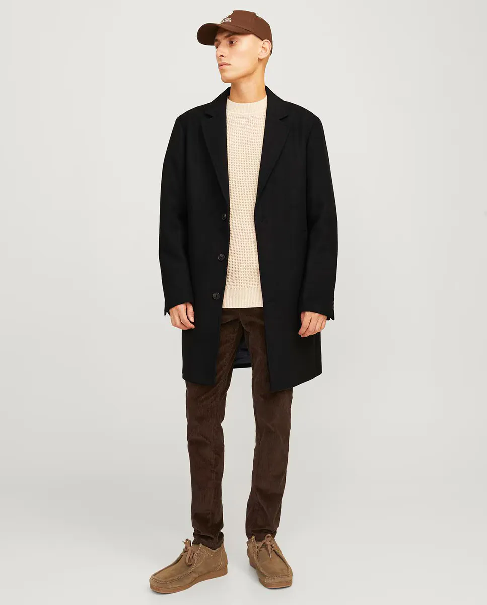 Мужское шерстяное пальто с воротником с лацканами Jack & Jones, черный
Мужское шерстяное пальто с воротником с лацканами Jack & Jones, черный