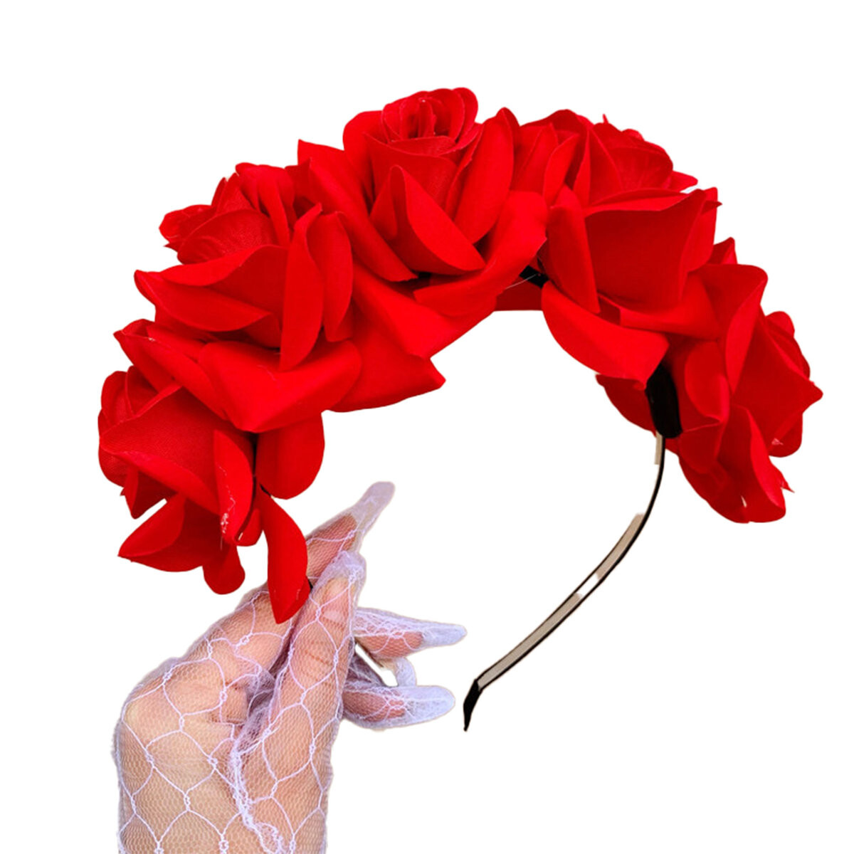 Красный венок из искусственных цветов на голову R70
Красный венок из искусственных цветов на голову R70