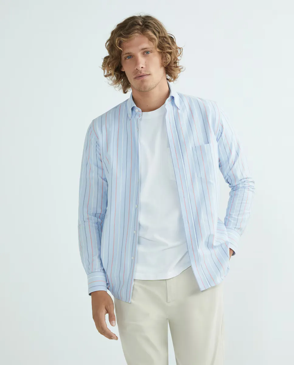 Мужская повседневная оксфордская рубашка в полоску с длинными рукавами Mirto, светло-голубой
Мужская повседневная оксфордская рубашка в полоску с длинными рукавами Mirto, светло-голубой