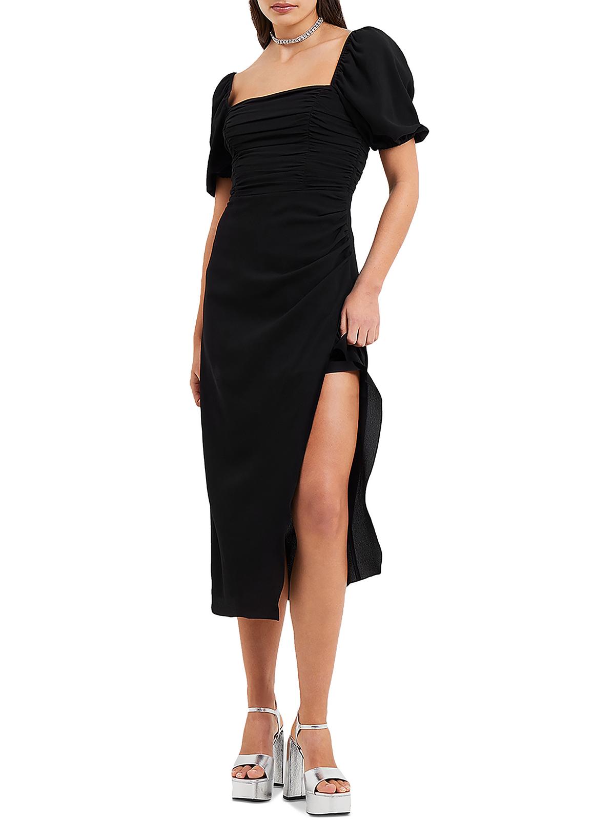 Женское платье миди с присборенной юбкой French Connection, черный 
Женское платье миди с присборенной юбкой French Connection, черный