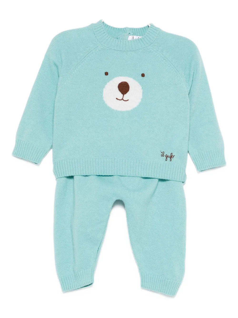 Трикотажный спортивный костюм с мотивом медведя Il Gufo, синий
Трикотажный спортивный костюм с мотивом медведя Il Gufo, синий