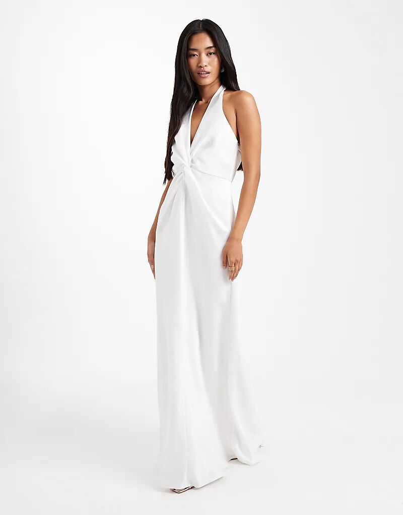 Платье макси из атласа Six Stories Bridal белого цвета с шарфом-халтером и перекрученным спереди
Платье макси из атласа Six Stories Bridal белого цвета с шарфом-халтером и перекрученным спереди