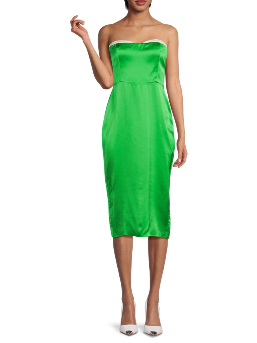 Шелковое платье-миди без бретелек Meline Amanda Uprichard, цвет Grass Ivory 
Шелковое платье-миди без бретелек Meline Amanda Uprichard, цвет Grass Ivory