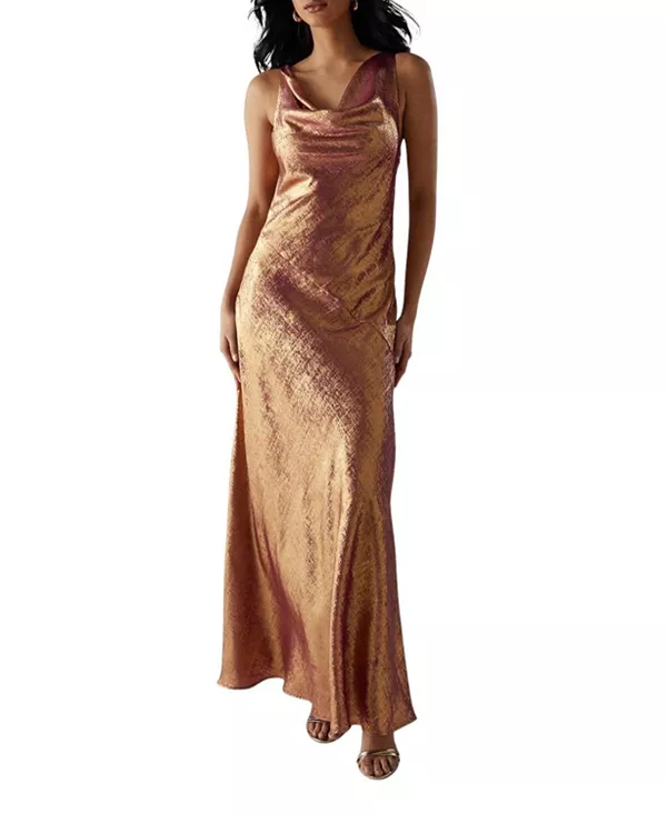 Платье-Макси с воротником-хомутом из металлизированной парчи Warehouse, розовый
Платье-Макси с воротником-хомутом из металлизированной парчи Warehouse, розовый