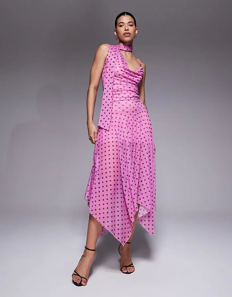 Эксклюзивная юбка-макси из обтягивающей сетки с феерическим подолом от Kaiia в розовый и коричневый горошек
Эксклюзивная юбка-макси из обтягивающей сетки с феерическим подолом от Kaiia в розовый и коричневый горошек