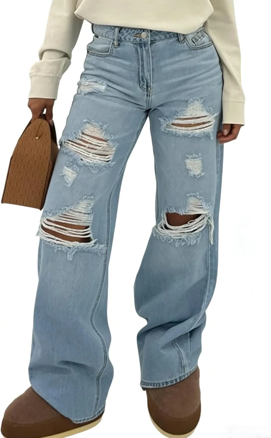 Женские рваные джинсы high waisted straight leg Cupitool
Женские рваные джинсы high waisted straight leg Cupitool