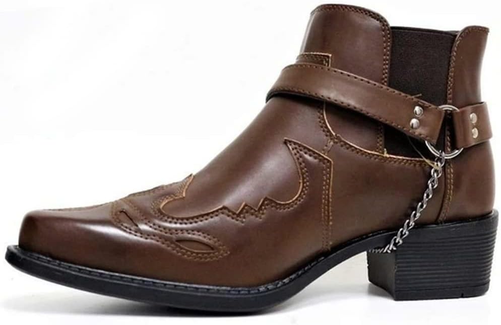 Мужские ковбойские ботинки AngryMonkey с заостренным носком, на толстом каблуке, западного стиля, с поддержкой свода стопы, с пряжкой и цепочкой, Coffee
Мужские ковбойские ботинки AngryMonkey с заостренным носком, на толстом каблуке, западного стиля, с поддержкой свода стопы, с пряжкой и цепочкой, Coffee