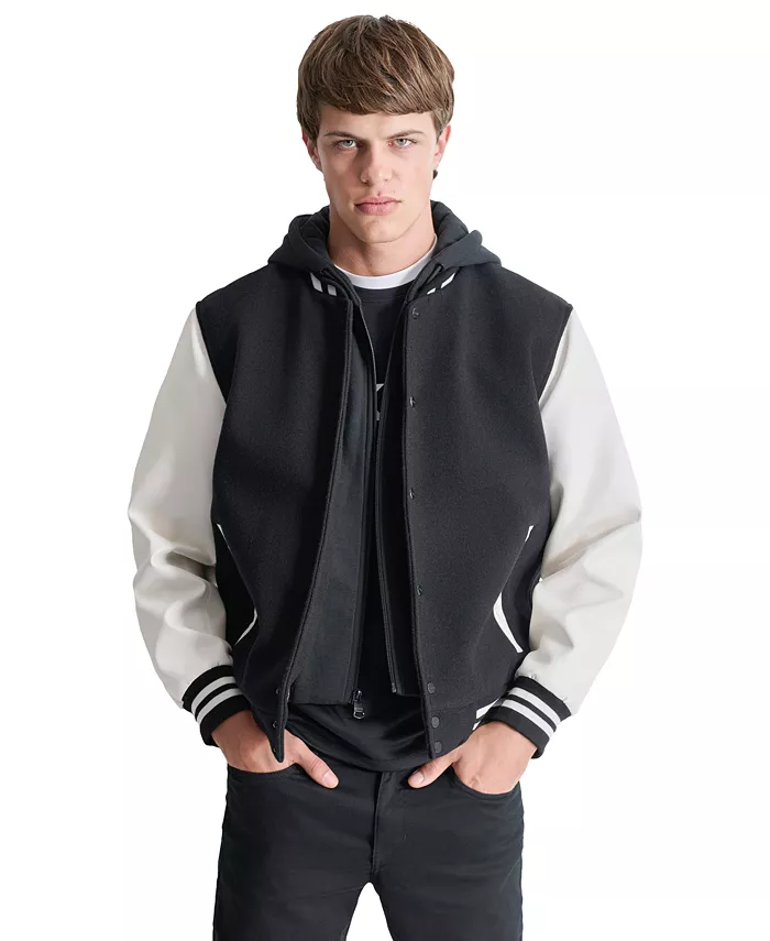 Мужская ватная куртка с цветными блоками и съемным капюшоном Varsity Jacket DKNY, черный
Мужская ватная куртка с цветными блоками и съемным капюшоном Varsity Jacket DKNY, черный