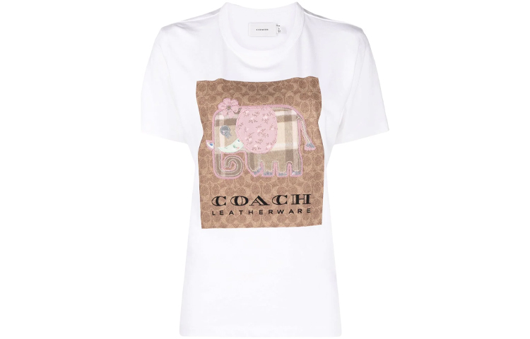 Coach Женская белая футболка с круглым вырезом, средней толщины
Coach Женская белая футболка с круглым вырезом, средней толщины