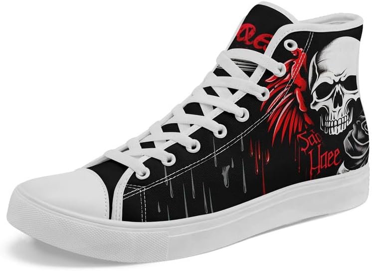 Крутые индивидуальные кроссовки Skull High Tops из холщовой ткани для мужчин и женщин, классические с шнуровкой, готический стиль, повседневные холщовые кроссовки Coolcustomize, Color4
Крутые индивидуальные кроссовки Skull High Tops из холщовой ткани для мужчин и женщин, классические с шнуровкой, готический стиль, повседневные холщовые кроссовки Coolcustomize, Color4