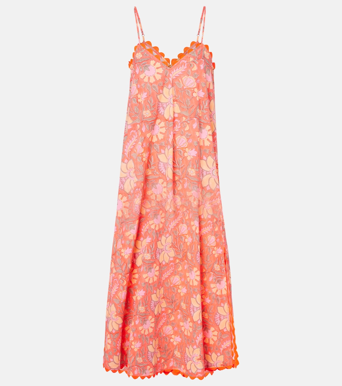 Цветочное платье-комбинация из хлопка с волнистым краем Juliet Dunn, Scarlet/Peach/Mink
Цветочное платье-комбинация из хлопка с волнистым краем Juliet Dunn, Scarlet/Peach/Mink