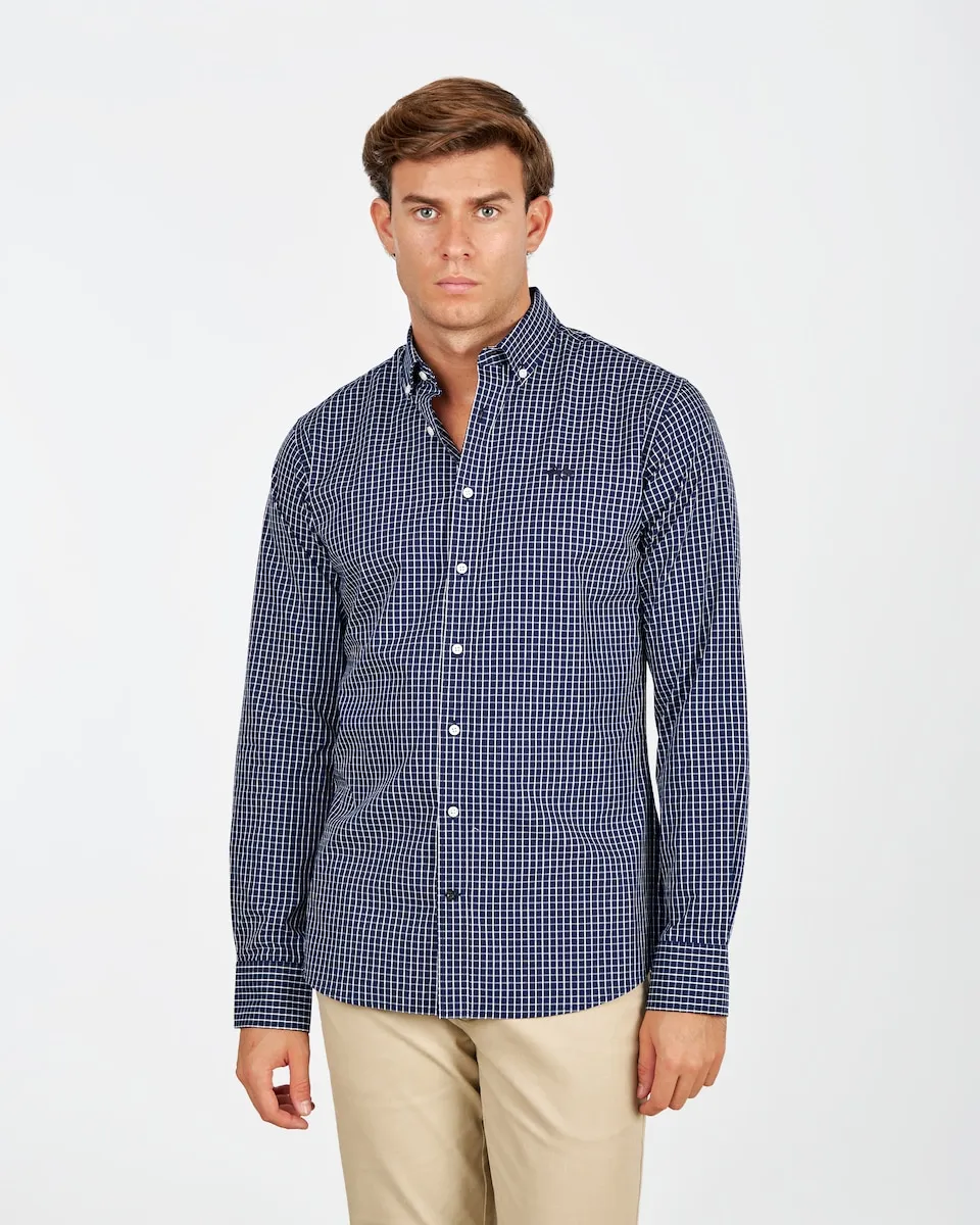 Оксфордская рубашка мужская классического кроя в клетку Spagnolo, темно-синий 
Оксфордская рубашка мужская классического кроя в клетку Spagnolo, темно-синий