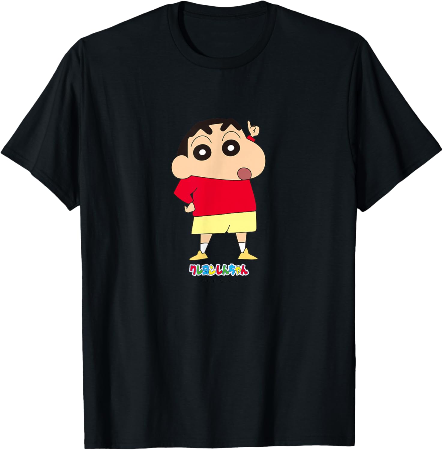 Футболка с изображением Шин-тян из мультфильма «Crayon Shin-chan» - популярная модель, черного цвета Crayon Shinchan
Футболка с изображением Шин-тян из мультфильма «Crayon Shin-chan» - популярная модель, черного цвета Crayon Shinchan