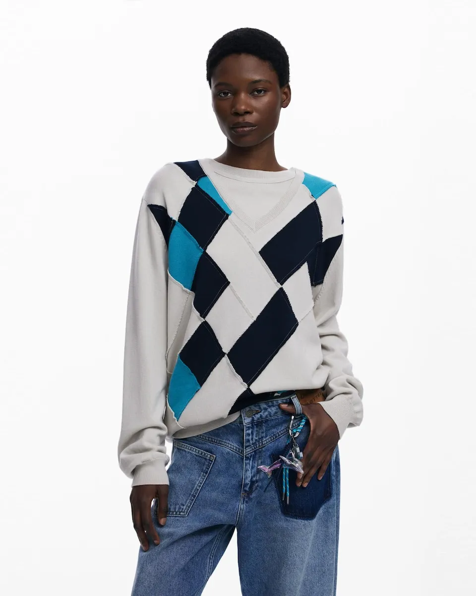 Двойной свитер с ромбами Botter Desigual, серый/синий
Двойной свитер с ромбами Botter Desigual, серый/синий