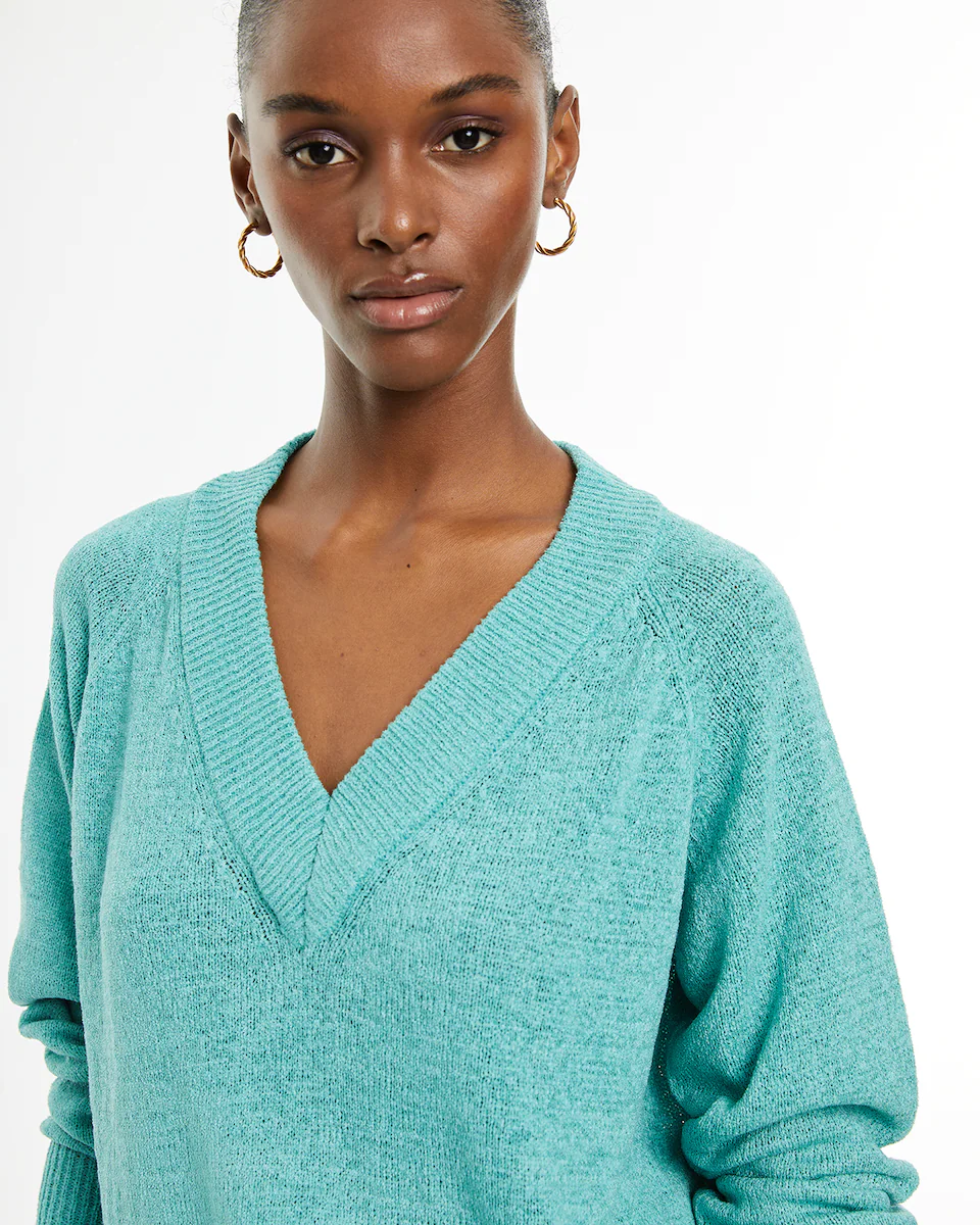 Женский джемпер с V-образным вырезом и резинкой System Action, бирюзовый
Женский джемпер с V-образным вырезом и резинкой System Action, бирюзовый