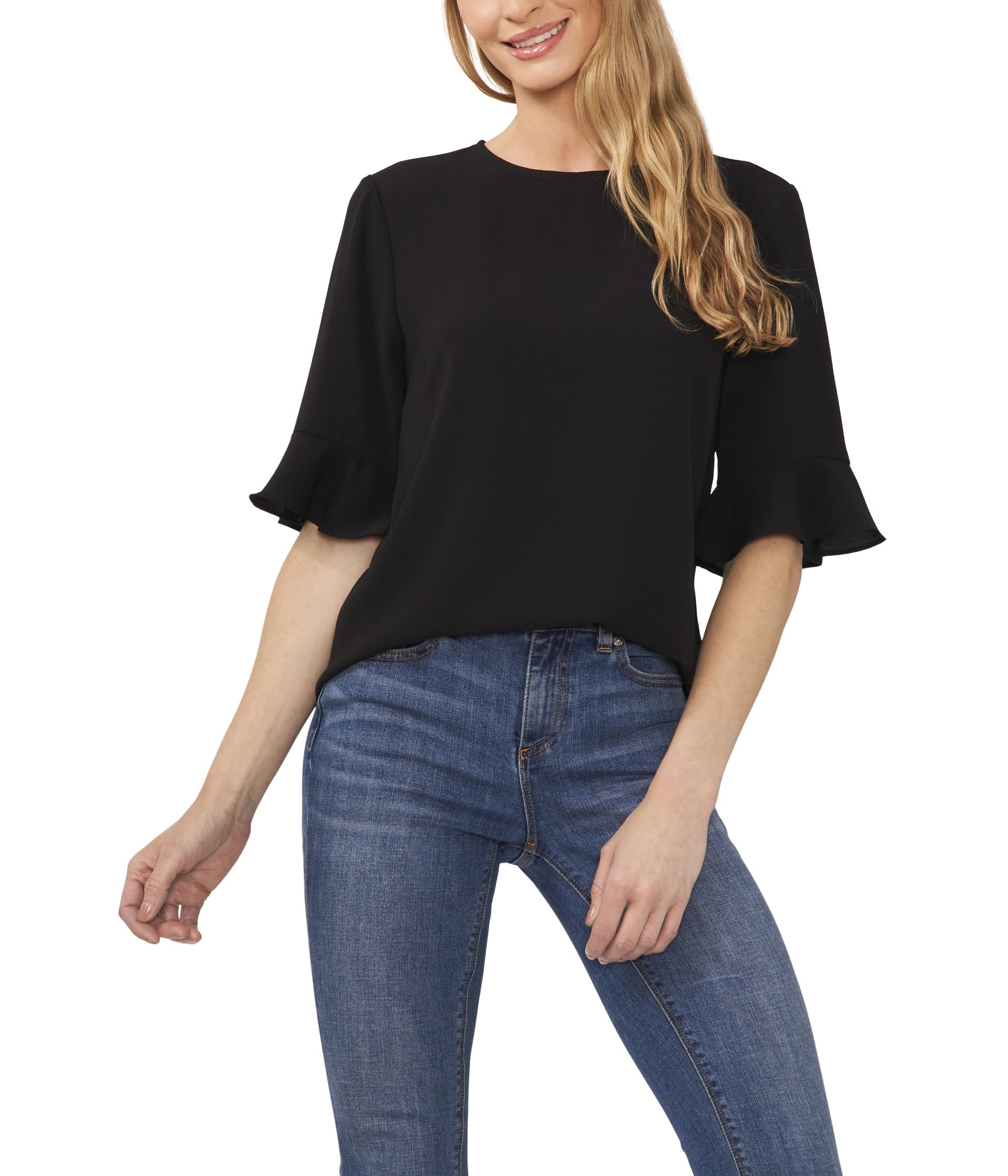 Блуза CeCe Ruffle Cuff Crew Neck Blouse, Rich Black
Блуза CeCe Ruffle Cuff Crew Neck Blouse, Rich Black