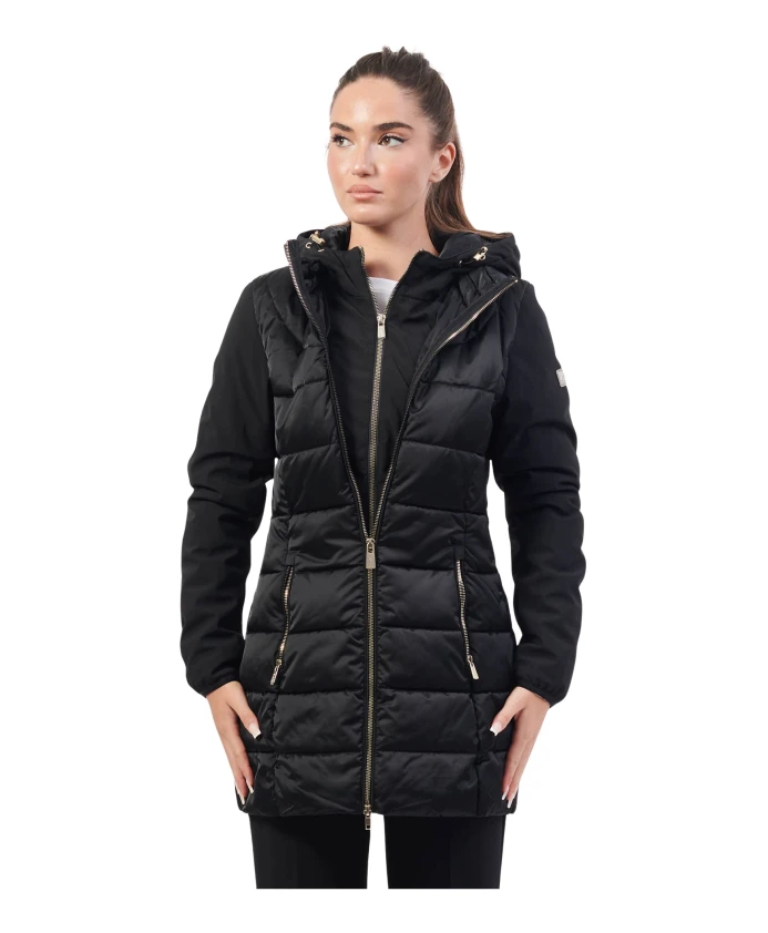 Черная стеганая куртка с капюшоном и застежкой-молнией Yes Zee, черный
Черная стеганая куртка с капюшоном и застежкой-молнией Yes Zee, черный