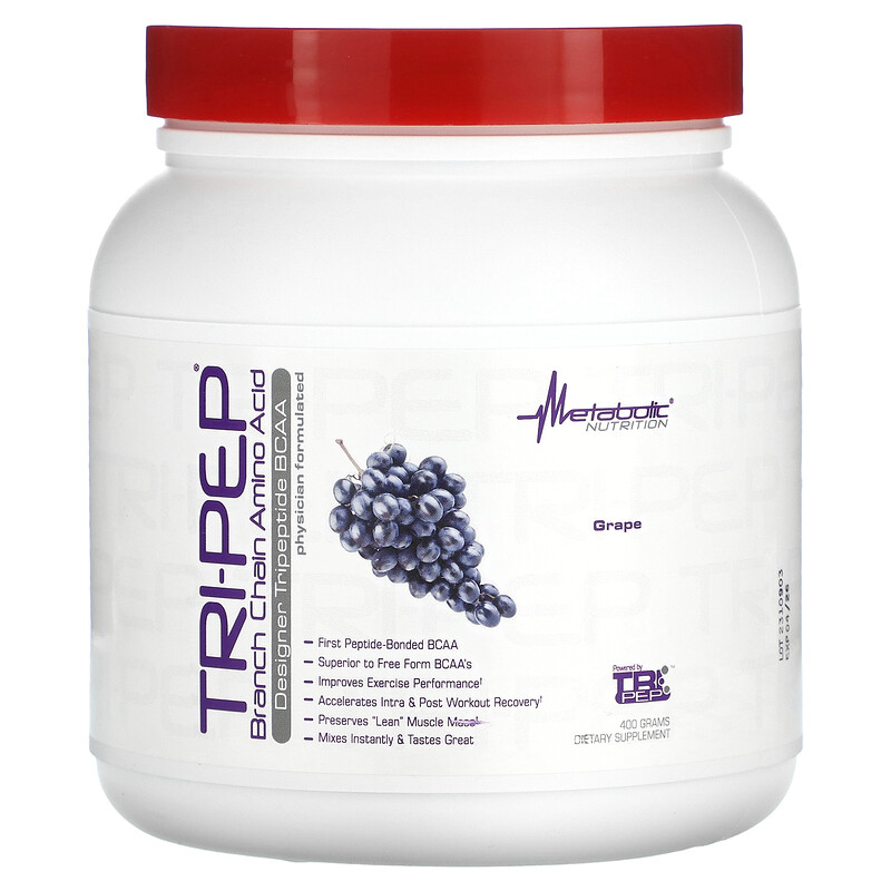 Metabolic Nutrition, Tri-Pep, аминокислота с разветвленной цепью, виноград, 400 г (14,1 унции)
Metabolic Nutrition, Tri-Pep, аминокислота с разветвленной цепью, виноград, 400 г (14,1 унции)