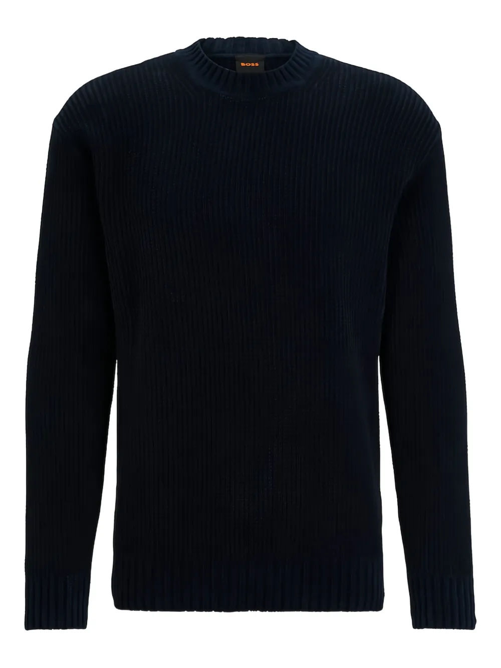 Ребристый свитер с круглым вырезом BOSS, синий 
Ребристый свитер с круглым вырезом BOSS, синий
