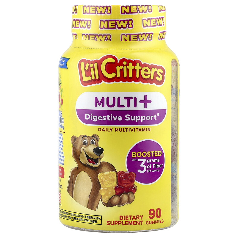 L'il Critters, Multi + для поддержки пищеварения, мультивитаминные жевательные мармеладки для ежедневного применения, вишневый вкус, апельсиновый сок, 90 жевательных таблеток
L'il Critters, Multi + для поддержки пищеварения, мультивитаминные жевательные мармеладки для ежедневного применения, вишневый вкус, апельсиновый сок, 90 жевательных таблеток