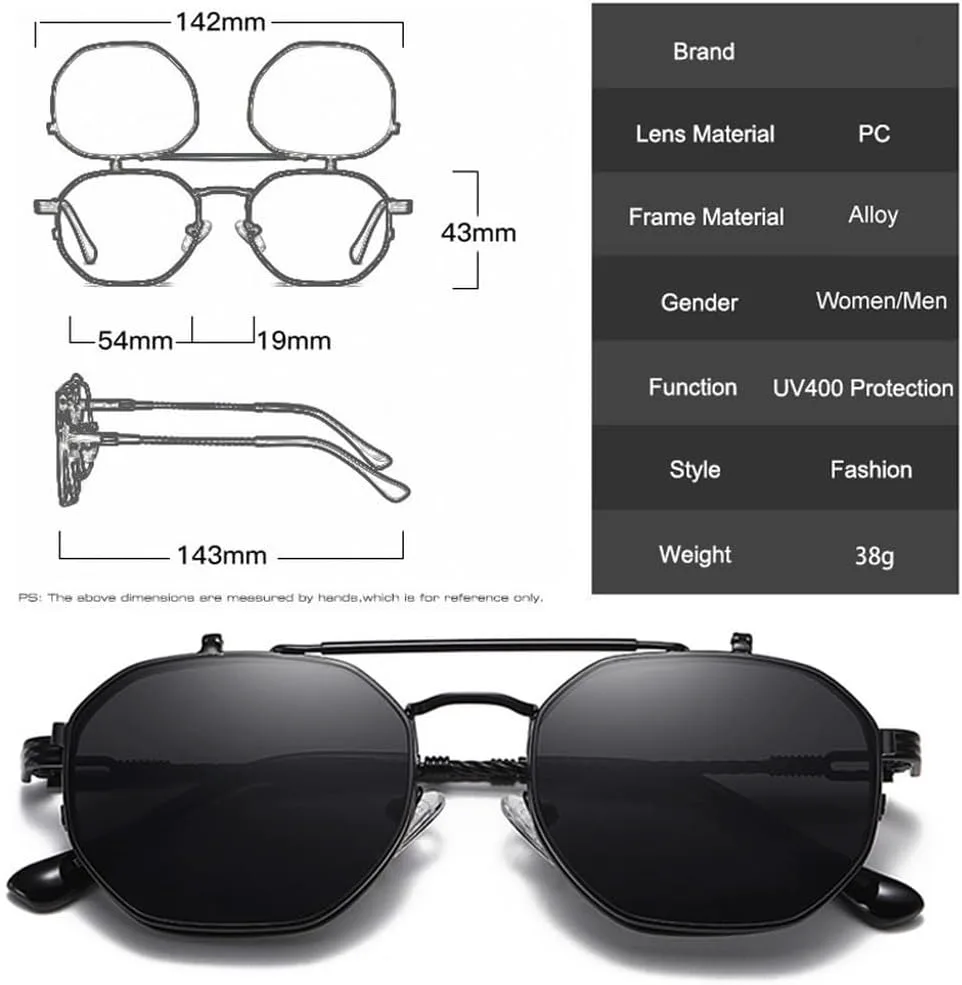 Ретро-металлические панк-солнцезащитные очки Polygon для мужчин и женщин, модные солнцезащитные очки с прозрачными линзами Ocean Lens UV400 HVTVTLA, Black Gray
Ретро-металлические панк-солнцезащитные очки Polygon для мужчин и женщин, модные солнцезащитные очки с прозрачными линзами Ocean Lens UV400 HVTVTLA, Black Gray